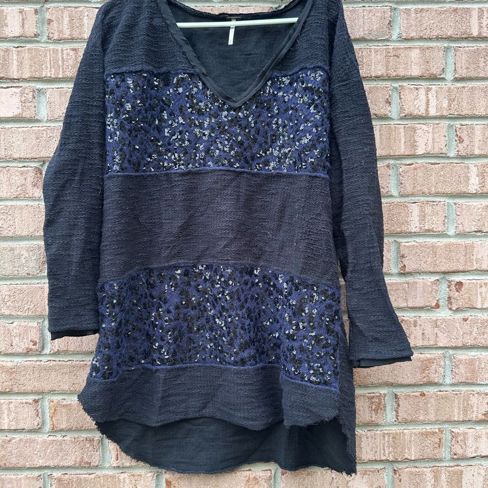 Free People V Neck Sequin Sweater
